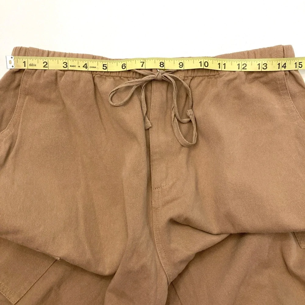 Bailey Rose Tan Cargo Pants Womens Small‎ Cotton Poly Pockets Drawstring